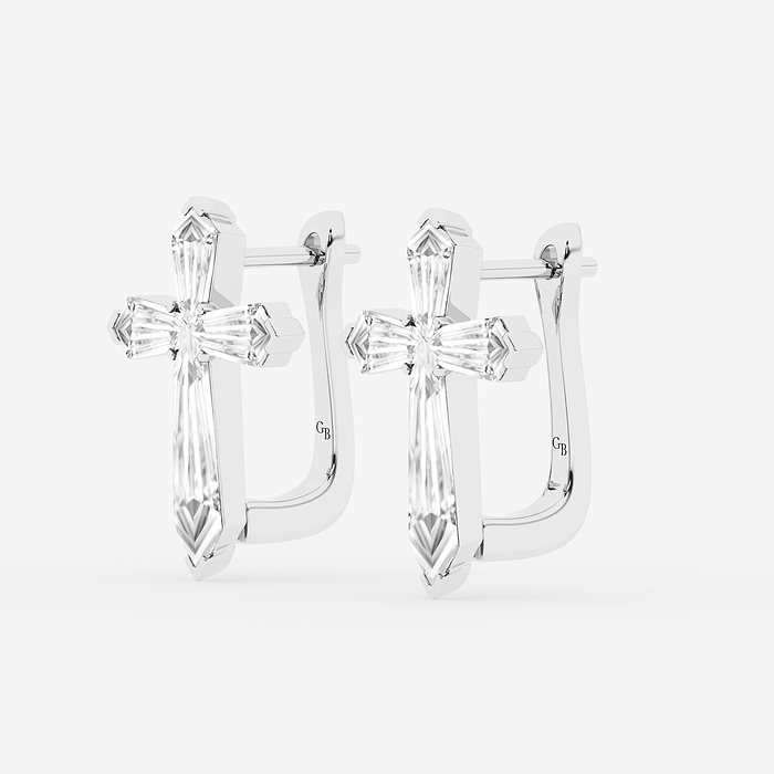 Shield Cross Hoop Earrings