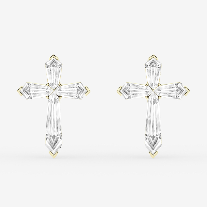 3 1/3 ctw Shield Lab Grown Diamond Cross Hoop Earrings