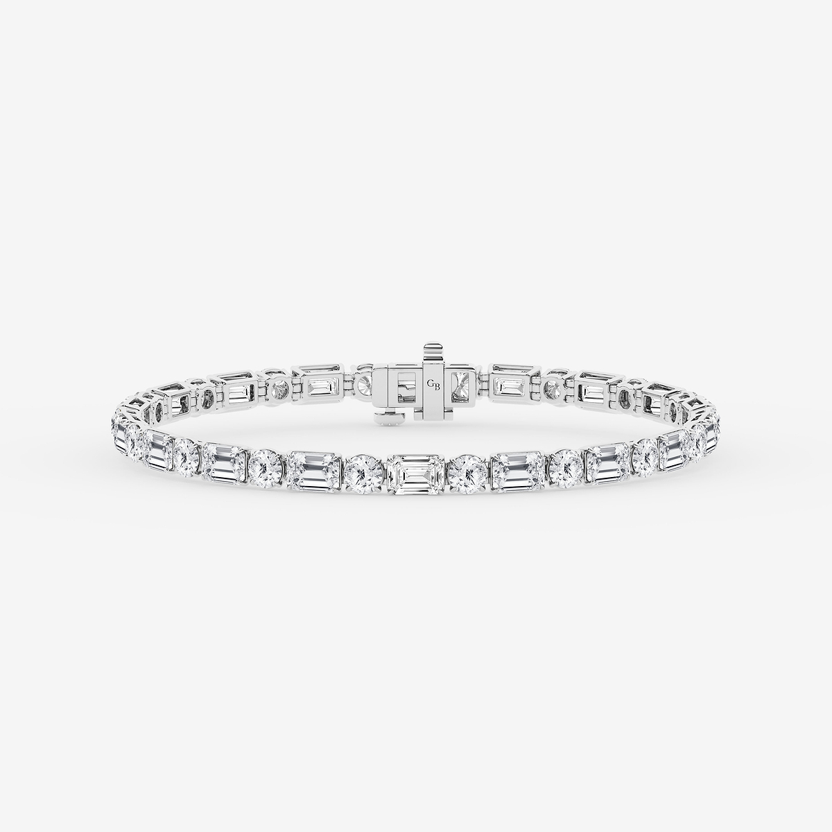 15 ctw Emerald and Round Lab Grown Diamond Alternating Tennis Bracelet - 7 Inches