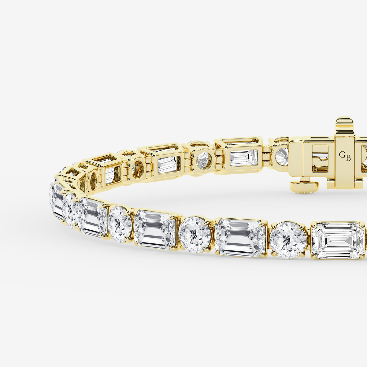 Additional Image 1 for  15 ctw Emerald and Round Lab Grown Diamond Alternating Tennis Bracelet - 7 Inches