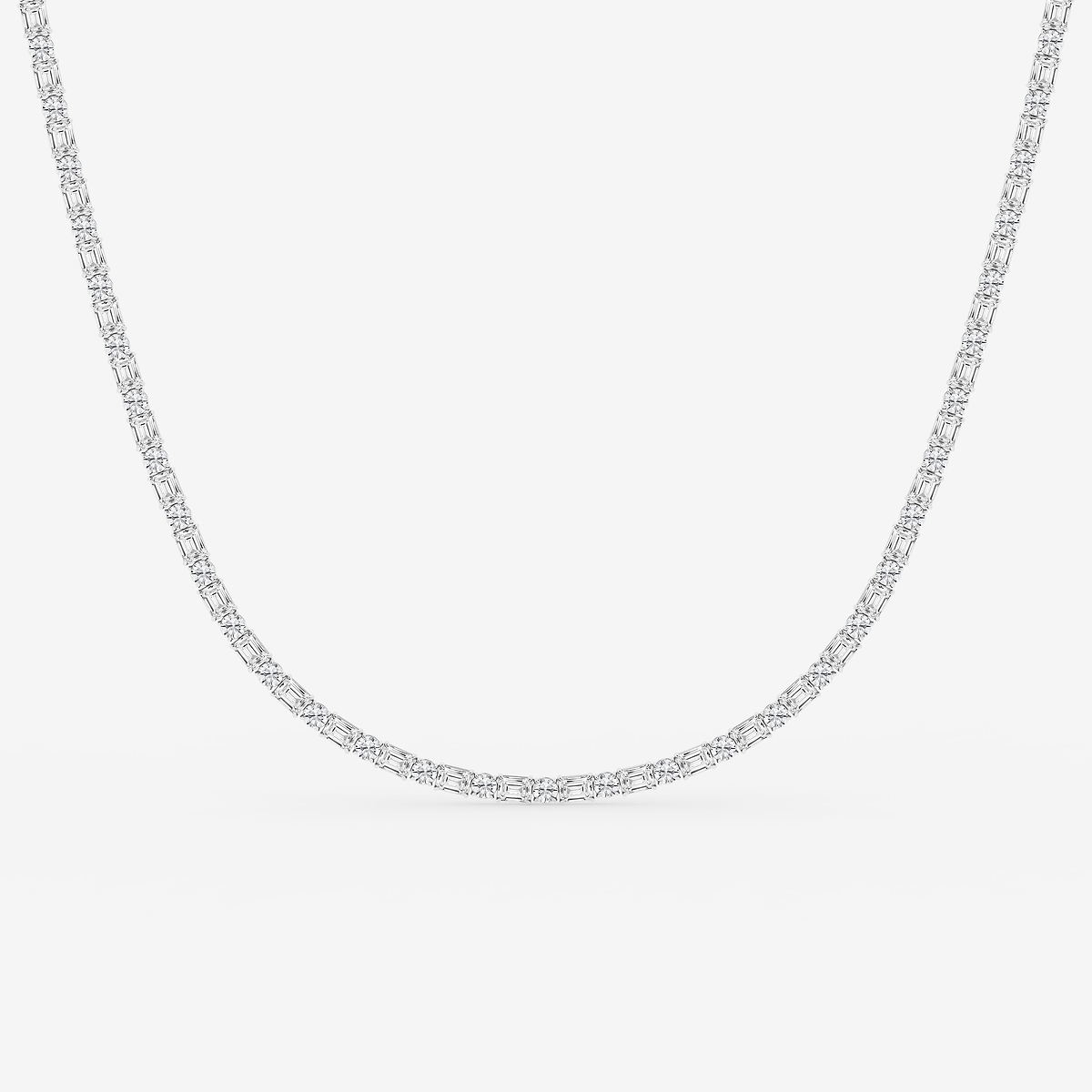 20 ctw Emerald and Round Lab Grown Diamond Alternating Tennis Necklace