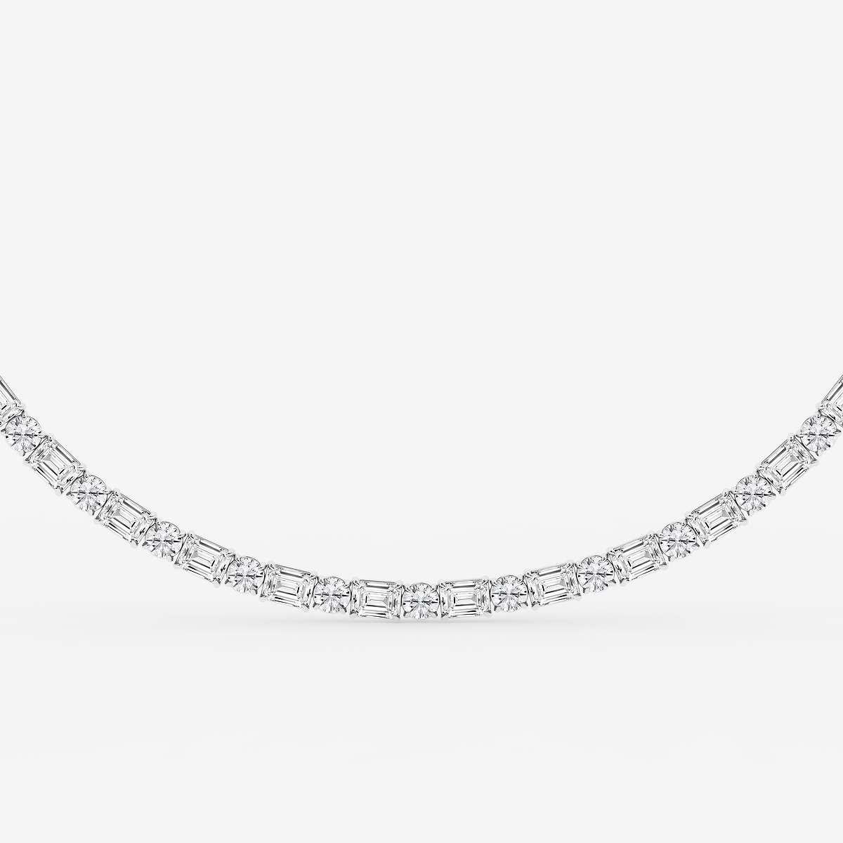 Additional Image 1 for  20 ctw Emerald and Round Lab Grown Diamond Alternating Tennis Necklace