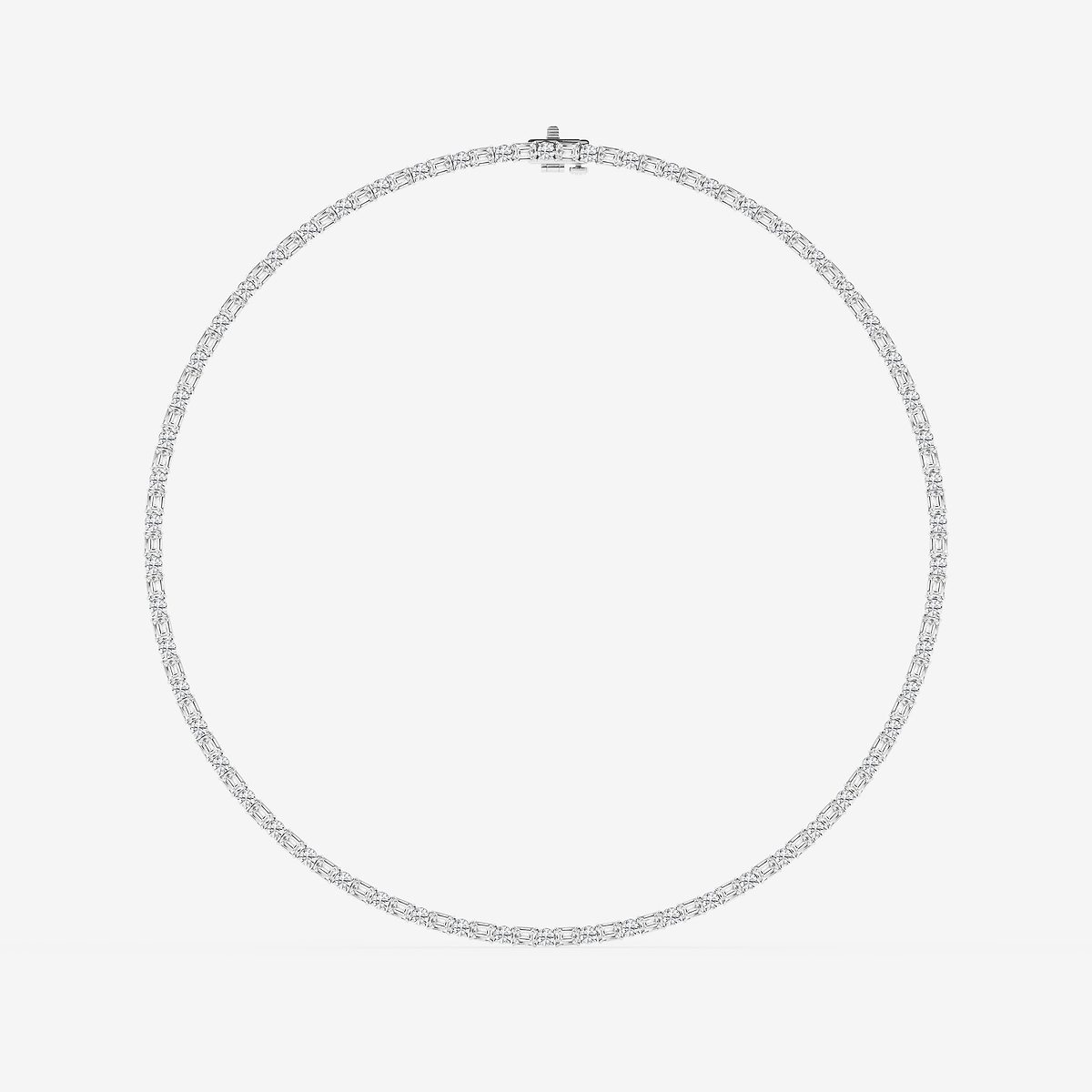 Additional Image 3 for  20 ctw Emerald and Round Lab Grown Diamond Alternating Tennis Necklace