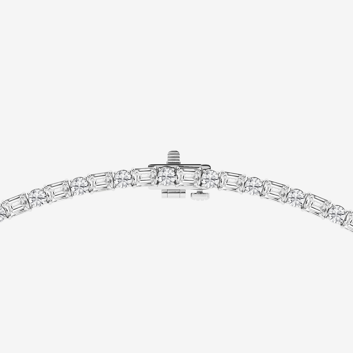 Additional Image 2 for  20 ctw Emerald and Round Lab Grown Diamond Alternating Tennis Necklace