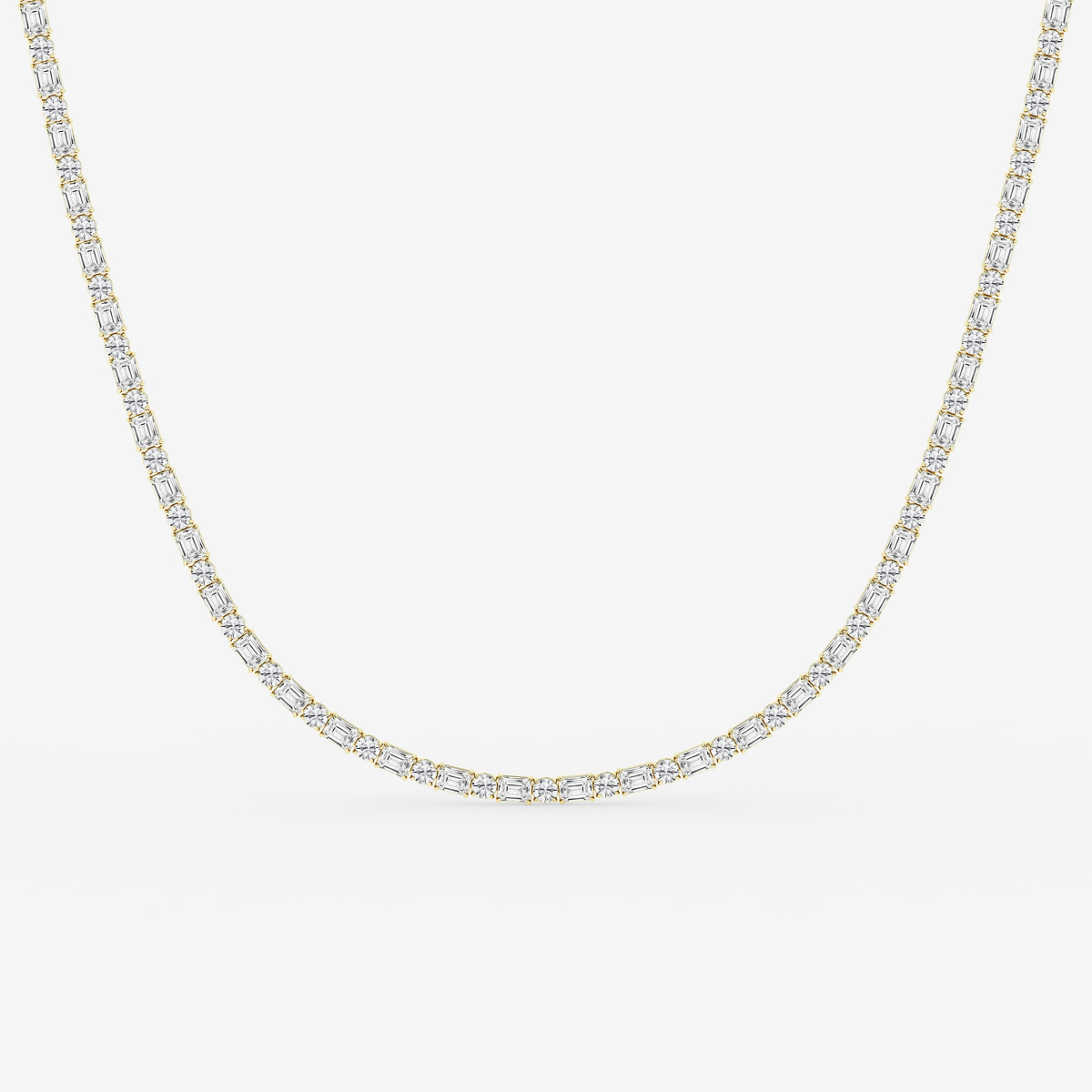 20 ctw Emerald and Round Lab Grown Diamond Alternating Tennis Necklace