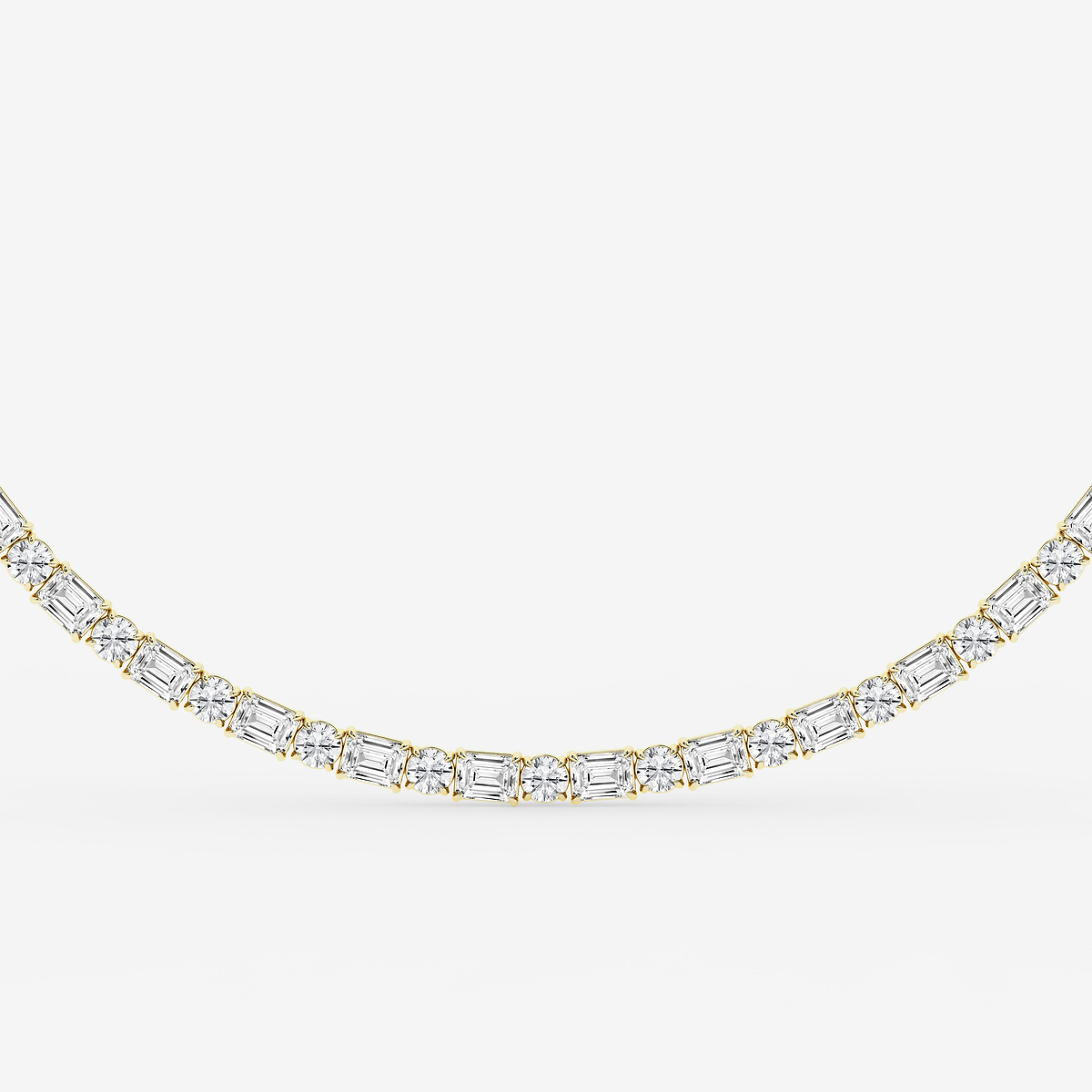 Additional Image 1 for  20 ctw Emerald and Round Lab Grown Diamond Alternating Tennis Necklace