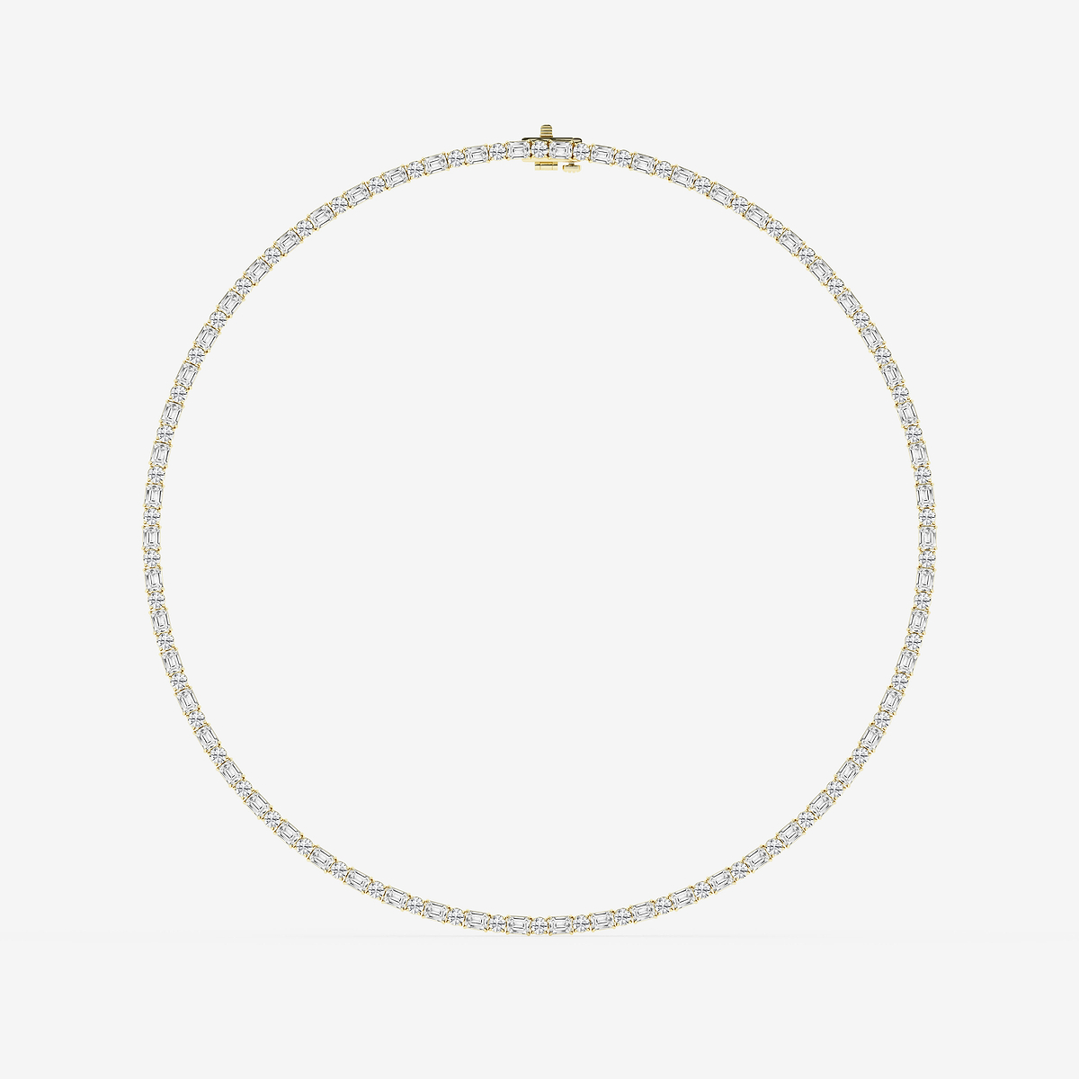 Additional Image 3 for  20 ctw Emerald and Round Lab Grown Diamond Alternating Tennis Necklace