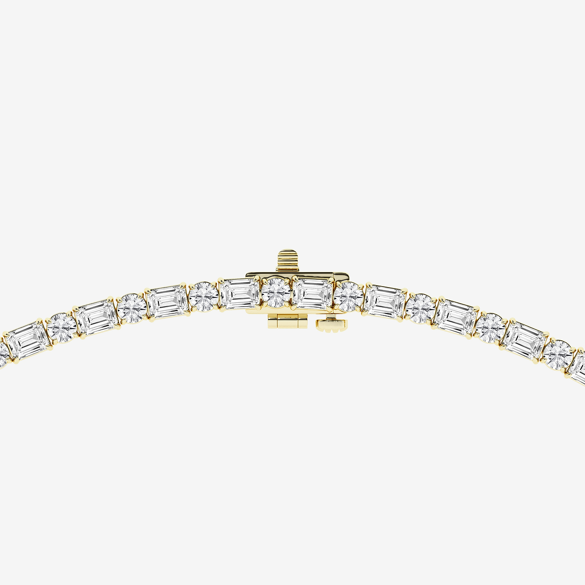 Additional Image 2 for  20 ctw Emerald and Round Lab Grown Diamond Alternating Tennis Necklace