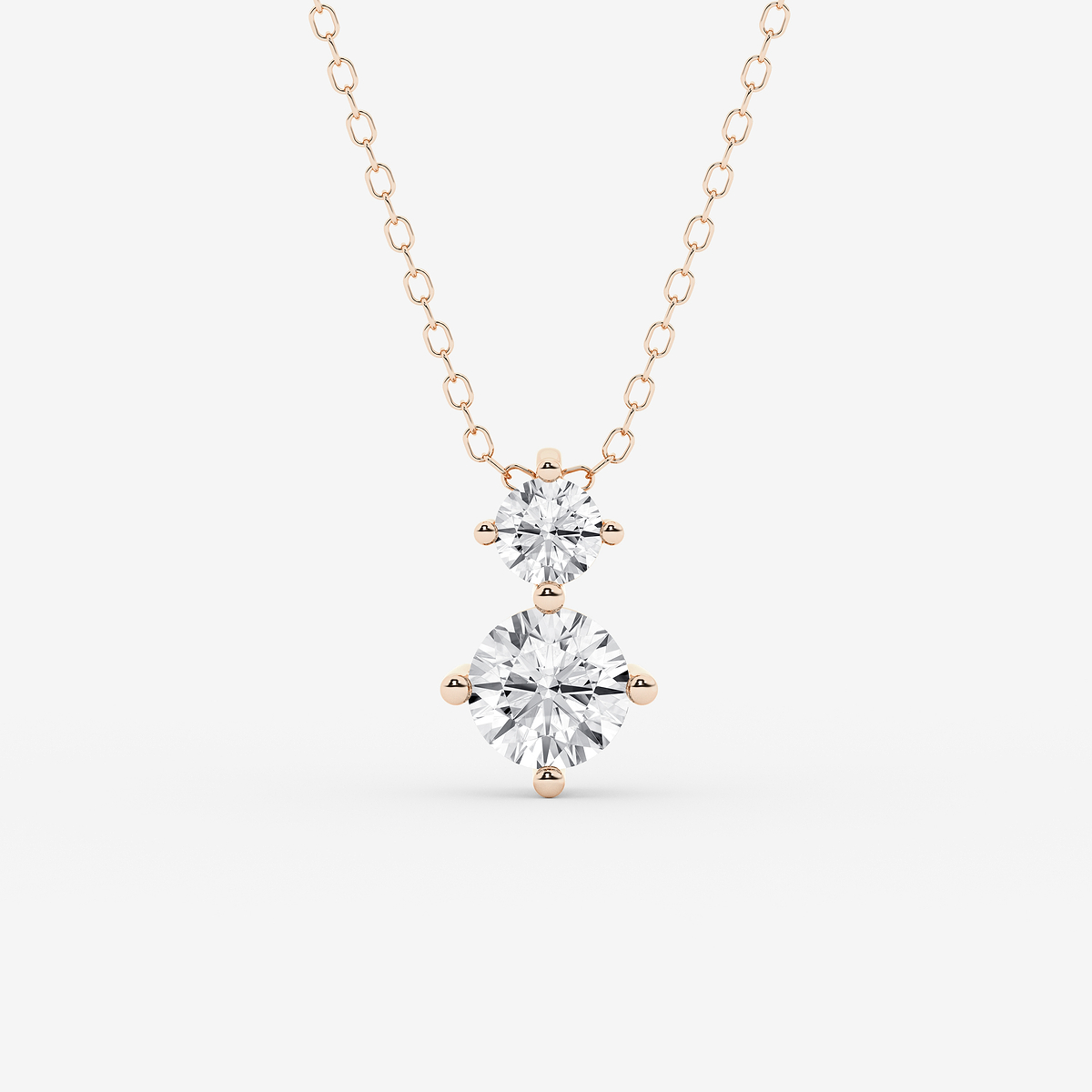 1 ctw Round Lab Grown Diamond Two Stone Pendant with Adjustable Chain