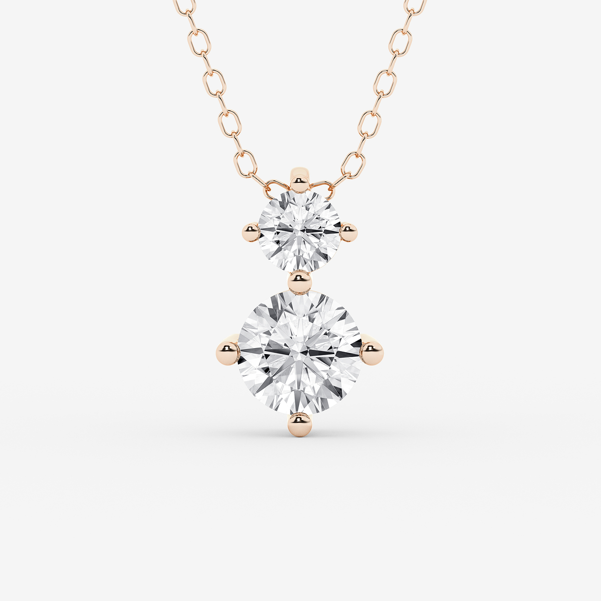 Additional Image 1 for  1 ctw Round Lab Grown Diamond Two Stone Pendant with Adjustable Chain