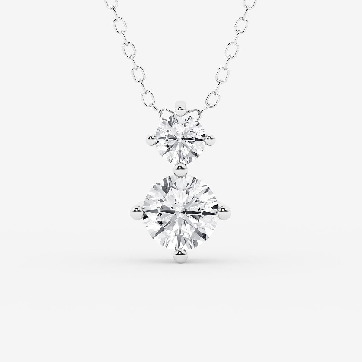 Additional Image 1 for  1 ctw Round Lab Grown Diamond Two Stone Pendant with Adjustable Chain