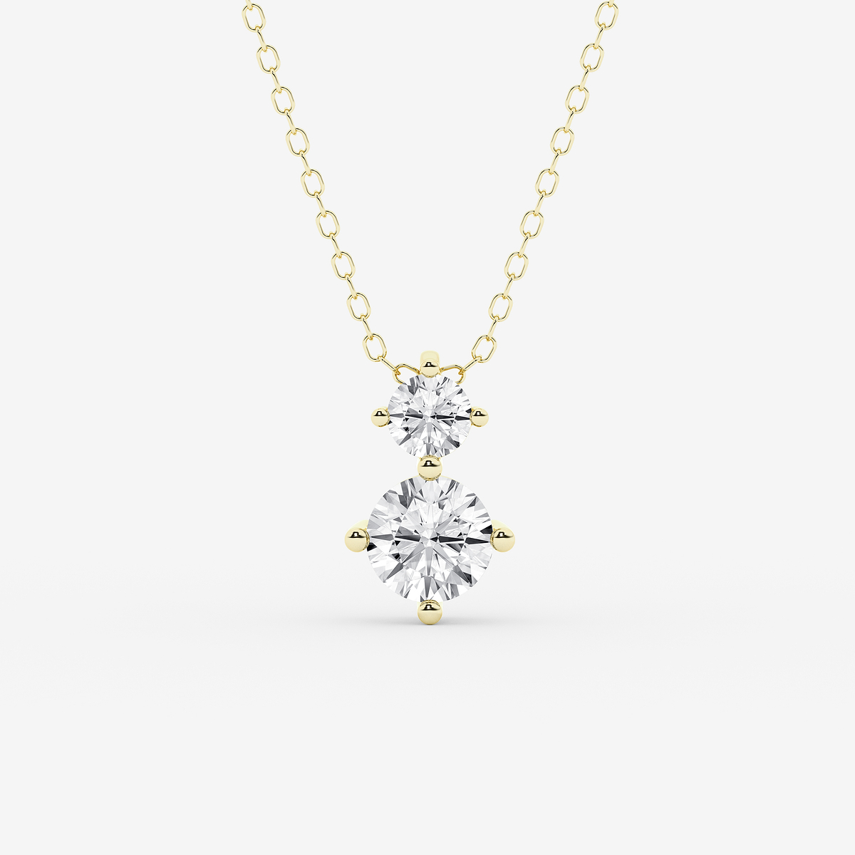 1 ctw Round Lab Grown Diamond Two Stone Pendant with Adjustable Chain