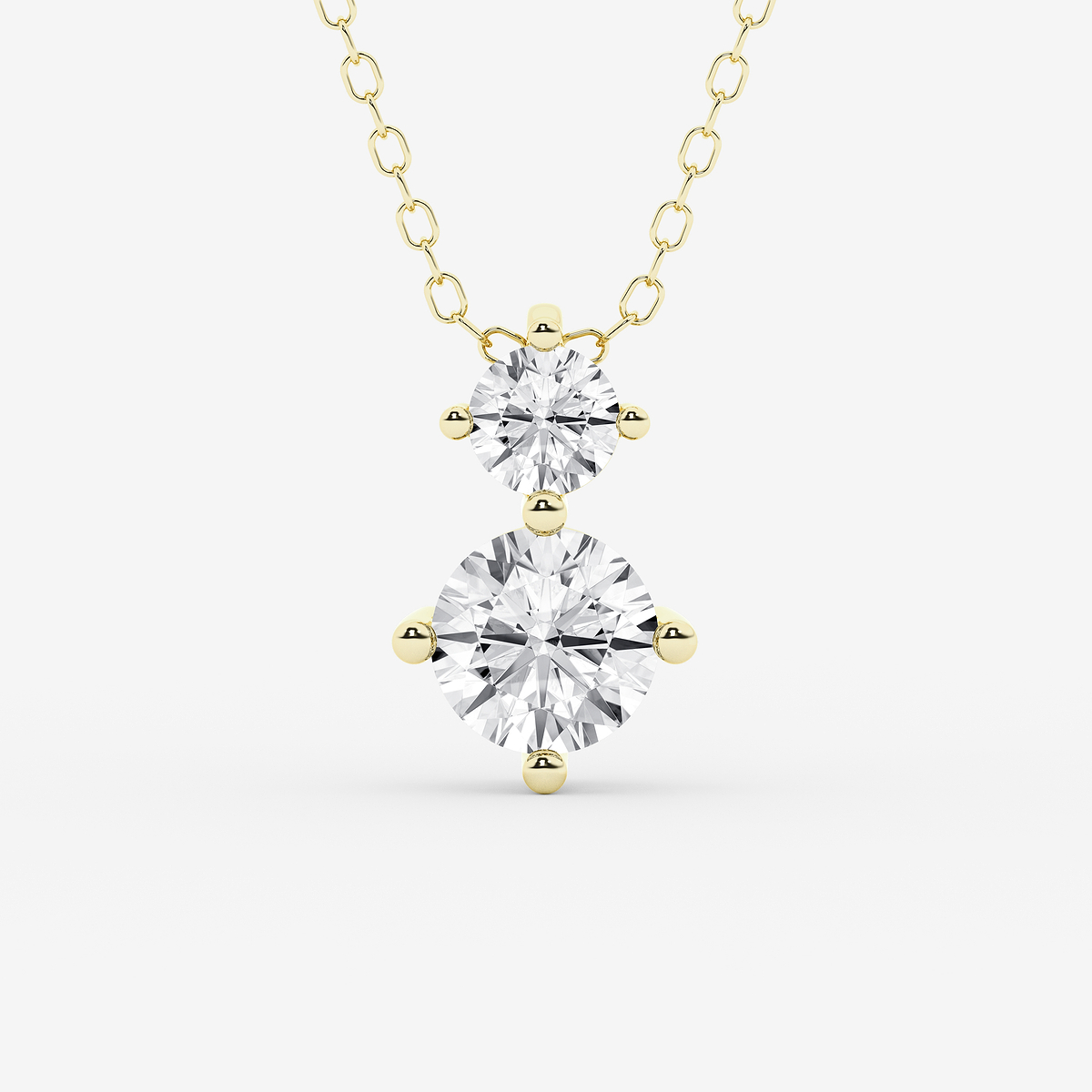 Additional Image 1 for  1 ctw Round Lab Grown Diamond Two Stone Pendant with Adjustable Chain