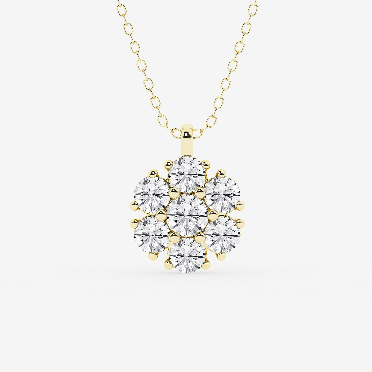 1 1/2 ctw Round Lab Grown Diamond Floral Cluster Statement Pendant