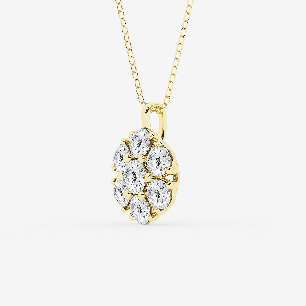 Additional Image 1 for  1 1/2 ctw Round Lab Grown Diamond Floral Cluster Statement Pendant