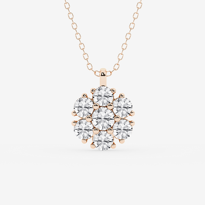 1 1/2 ctw Round Lab Grown Diamond Floral Cluster Statement Pendant