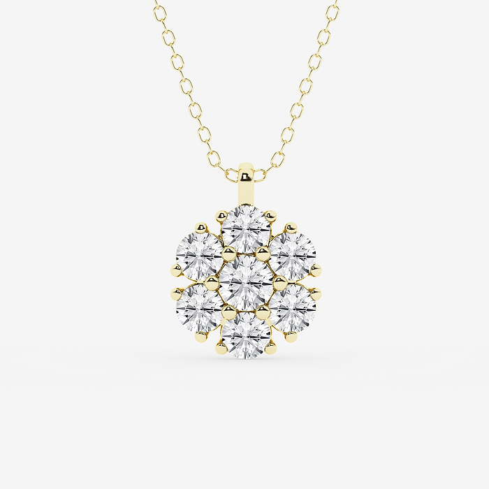 Round Floral Cluster Statement Pendant