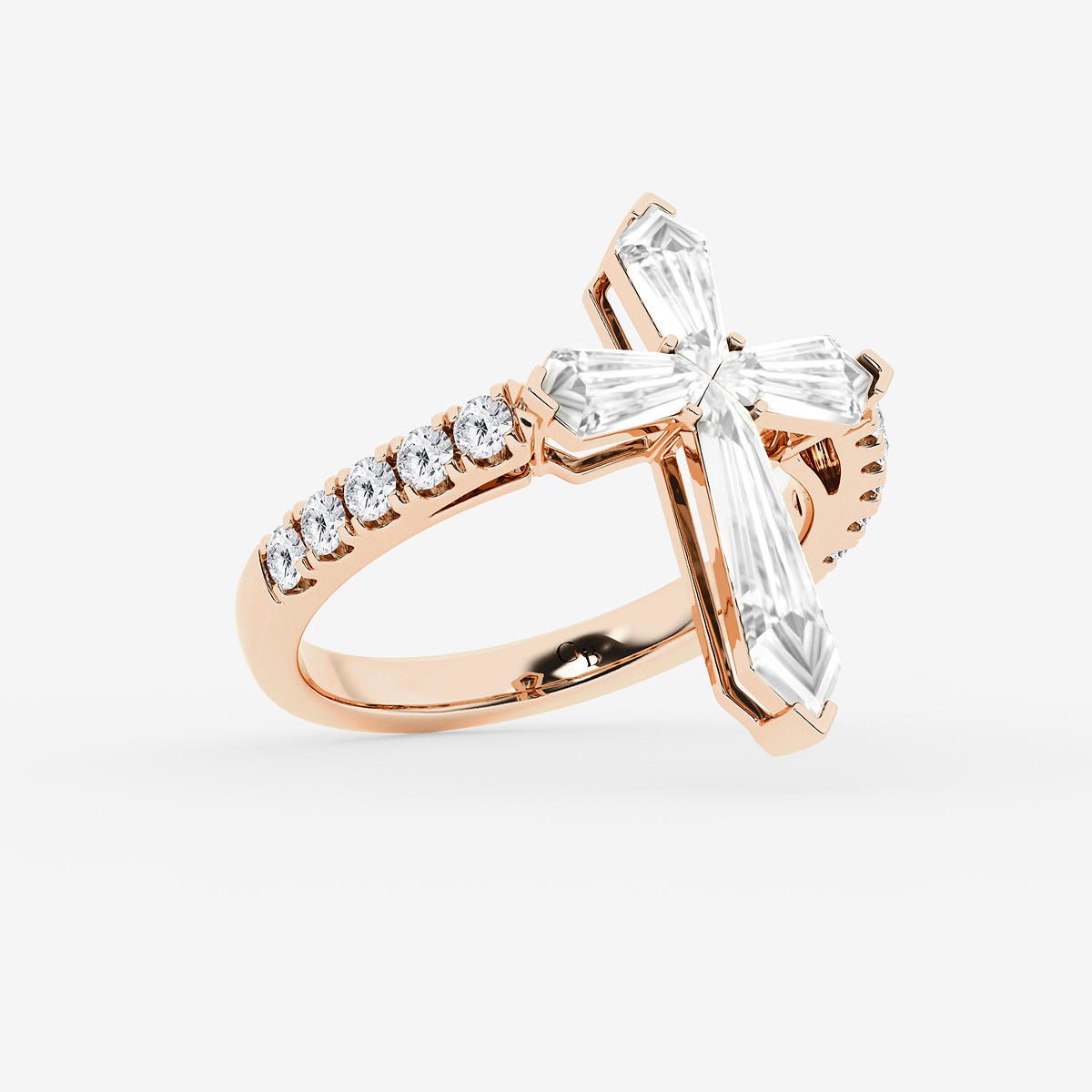 Additional Image 1 for  2 ctw Shield Lab Grown Diamond Cross Statement Ring with Round Side Stones