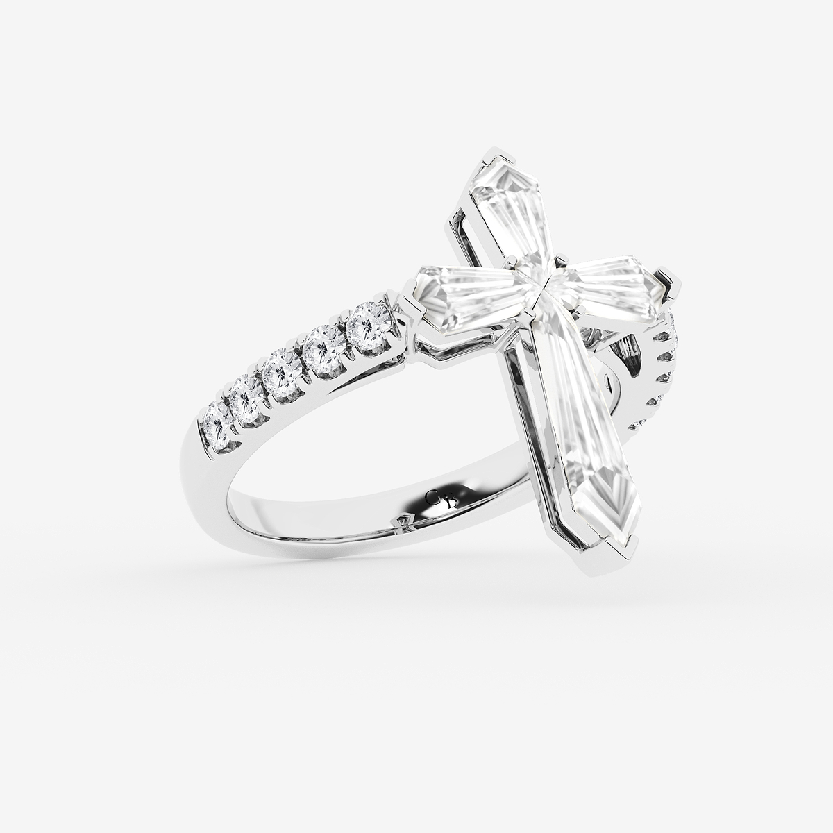Additional Image 1 for  2 ctw Shield Lab Grown Diamond Cross Statement Ring with Round Side Stones