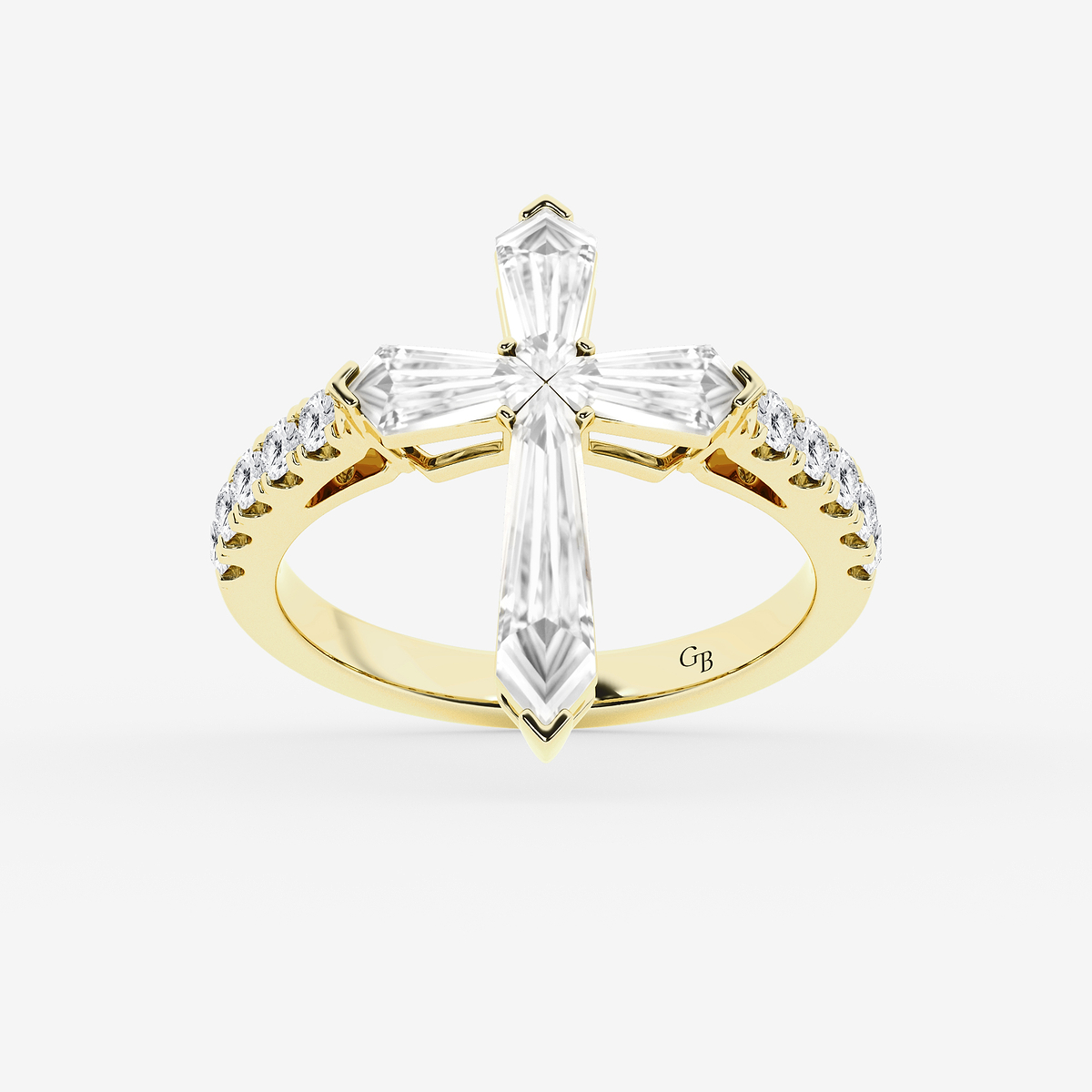 2 ctw Shield Lab Grown Diamond Cross Statement Ring with Round Side Stones
