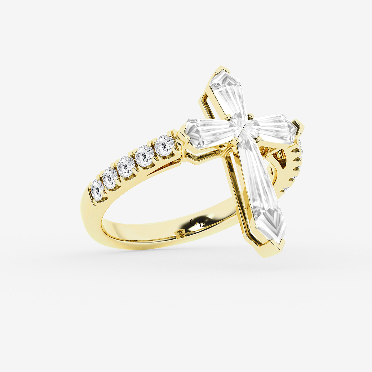 Additional Image 1 for  2 ctw Shield Lab Grown Diamond Cross Statement Ring with Round Side Stones