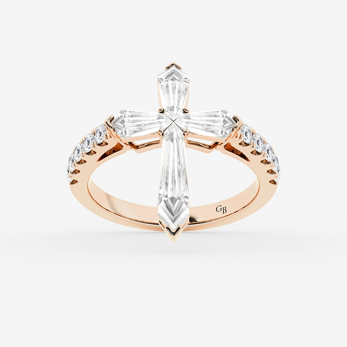 2 ctw Shield Lab Grown Diamond Cross Statement Ring with Round Side Stones