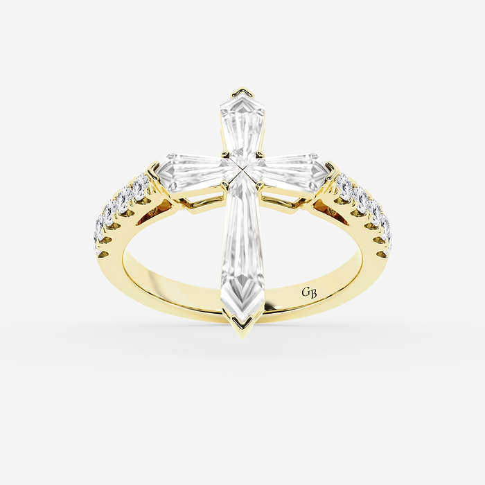 2 ctw Shield Lab Grown Diamond Cross Statement Ring with Round Side Stones