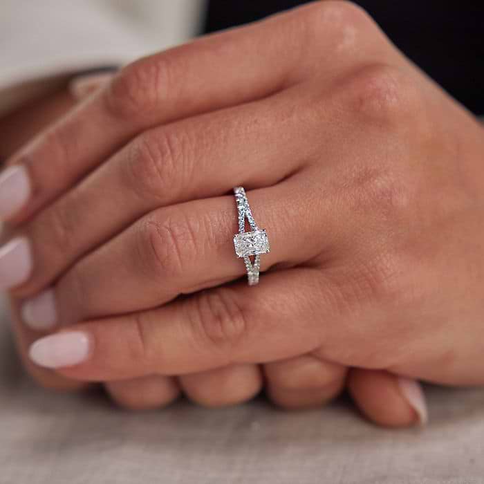 Additional Image 4 for  2 1/3 ctw Radiant Lab Grown Diamond Split Shank Engagement Ring