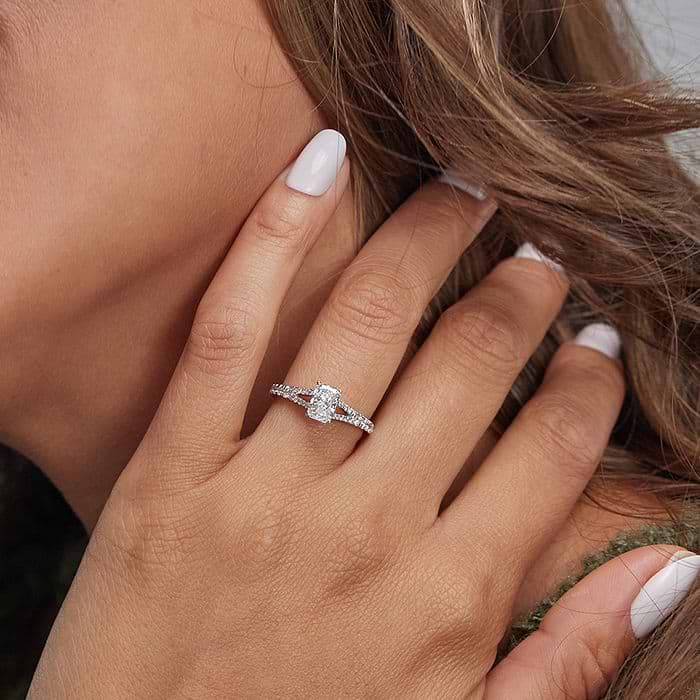 Additional Image 2 for  3 1/3 ctw Radiant Lab Grown Diamond Split Shank Engagement Ring