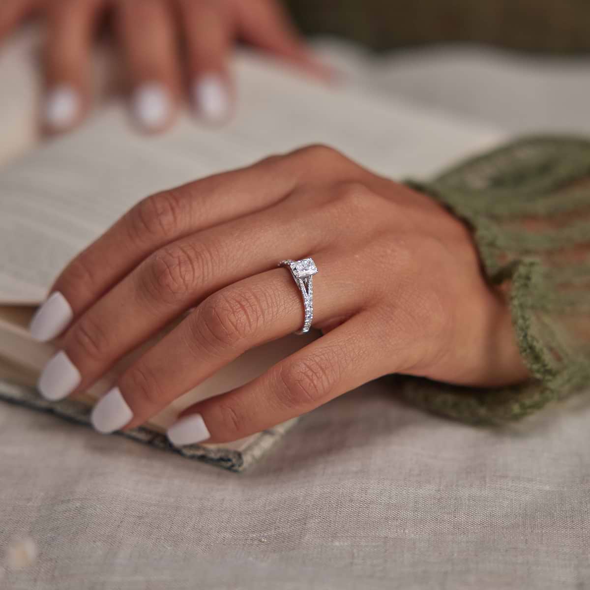 Additional Image 3 for  3 1/3 ctw Radiant Lab Grown Diamond Split Shank Engagement Ring