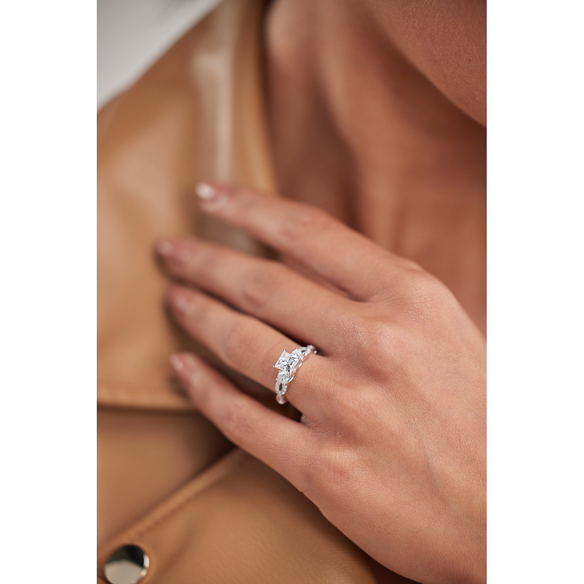 Additional Image 4 for  2 ctw Princess Lab Grown Diamond Swirl Engagement Ring