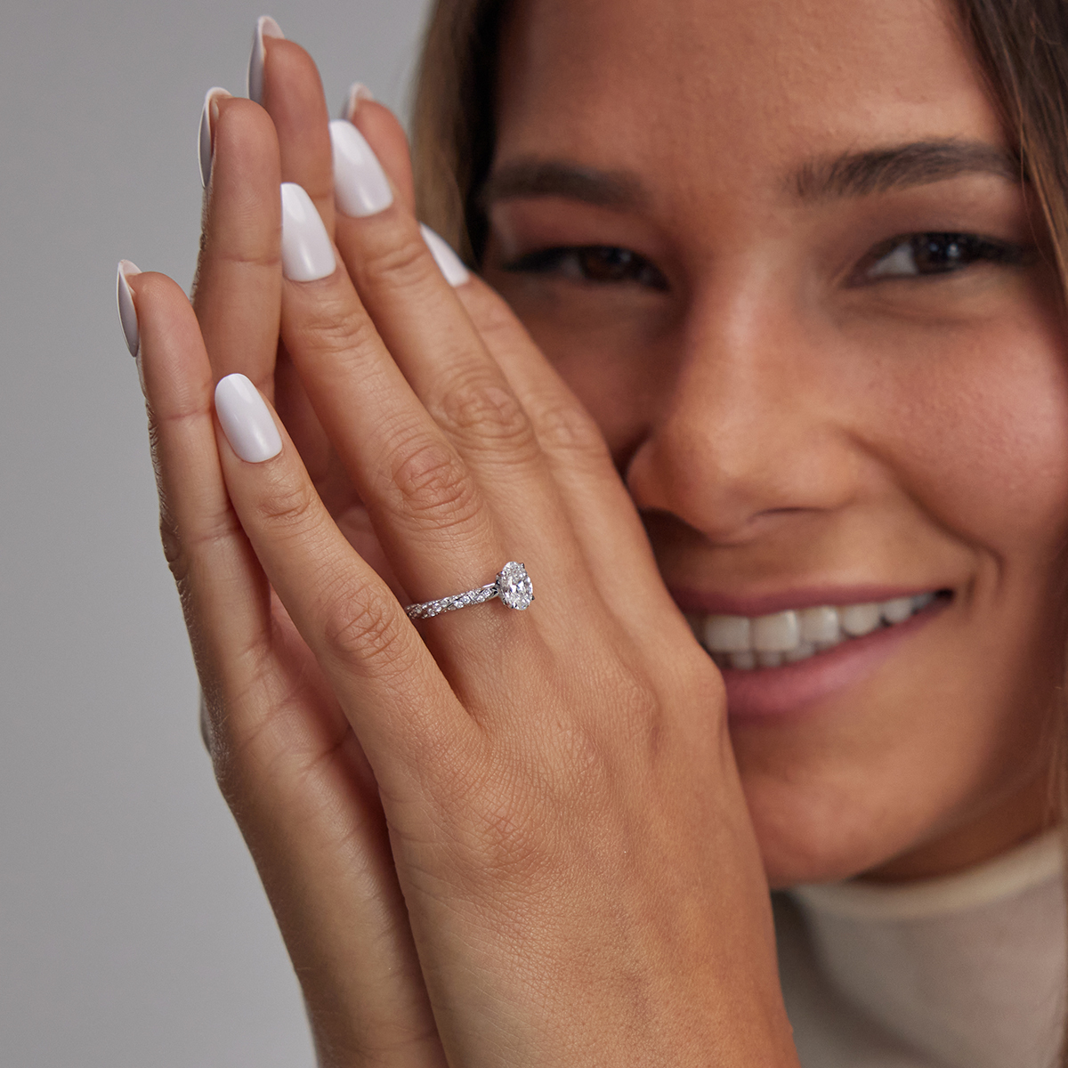 2 ctw Oval Lab Grown Diamond Ribbon Engagement Ring