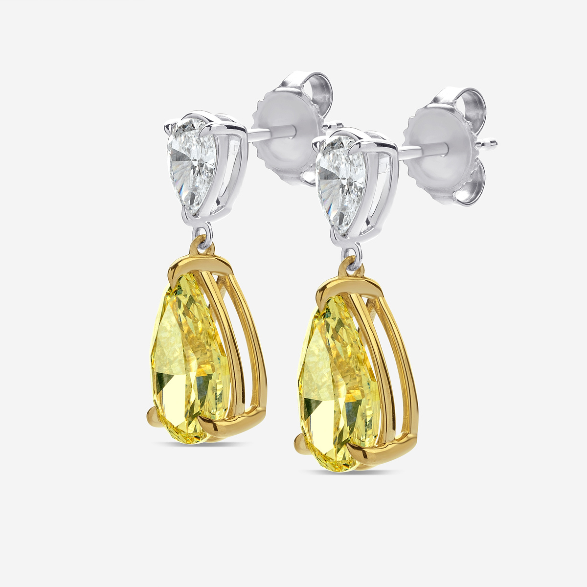 Additional Image 1 for  6 ctw Fancy Yellow Pear Lab Grown Diamond Two Stone Earrings