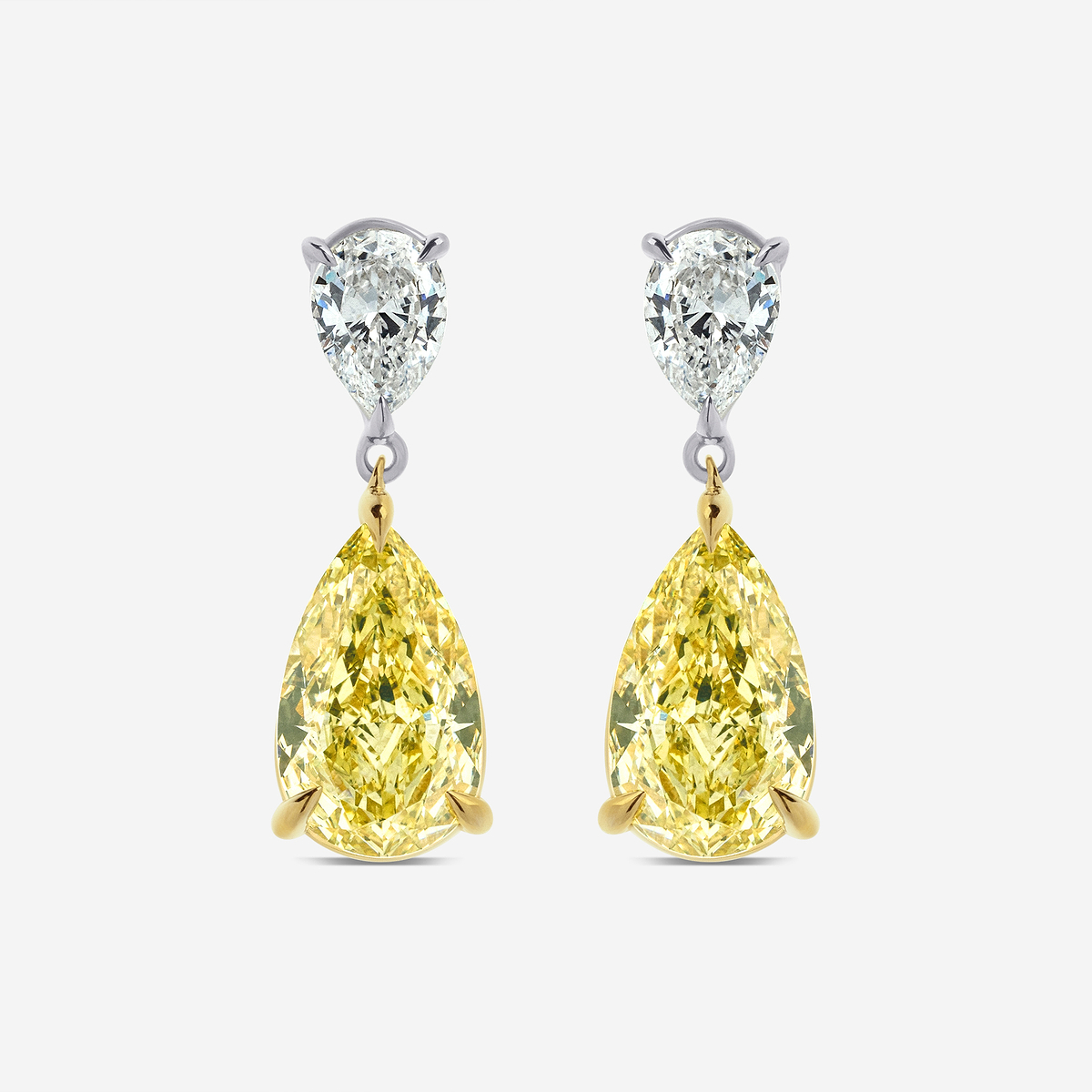 6 ctw Fancy Yellow Pear Lab Grown Diamond Two Stone Earrings