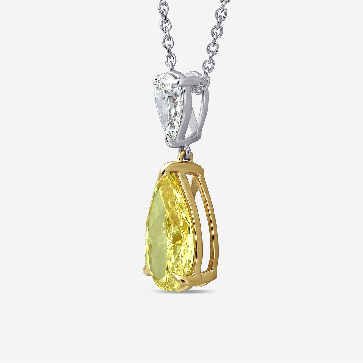 Additional Image 1 for  4 3/4 ctw Fancy Yellow Pear Lab Grown Diamond Two Stone Pendant