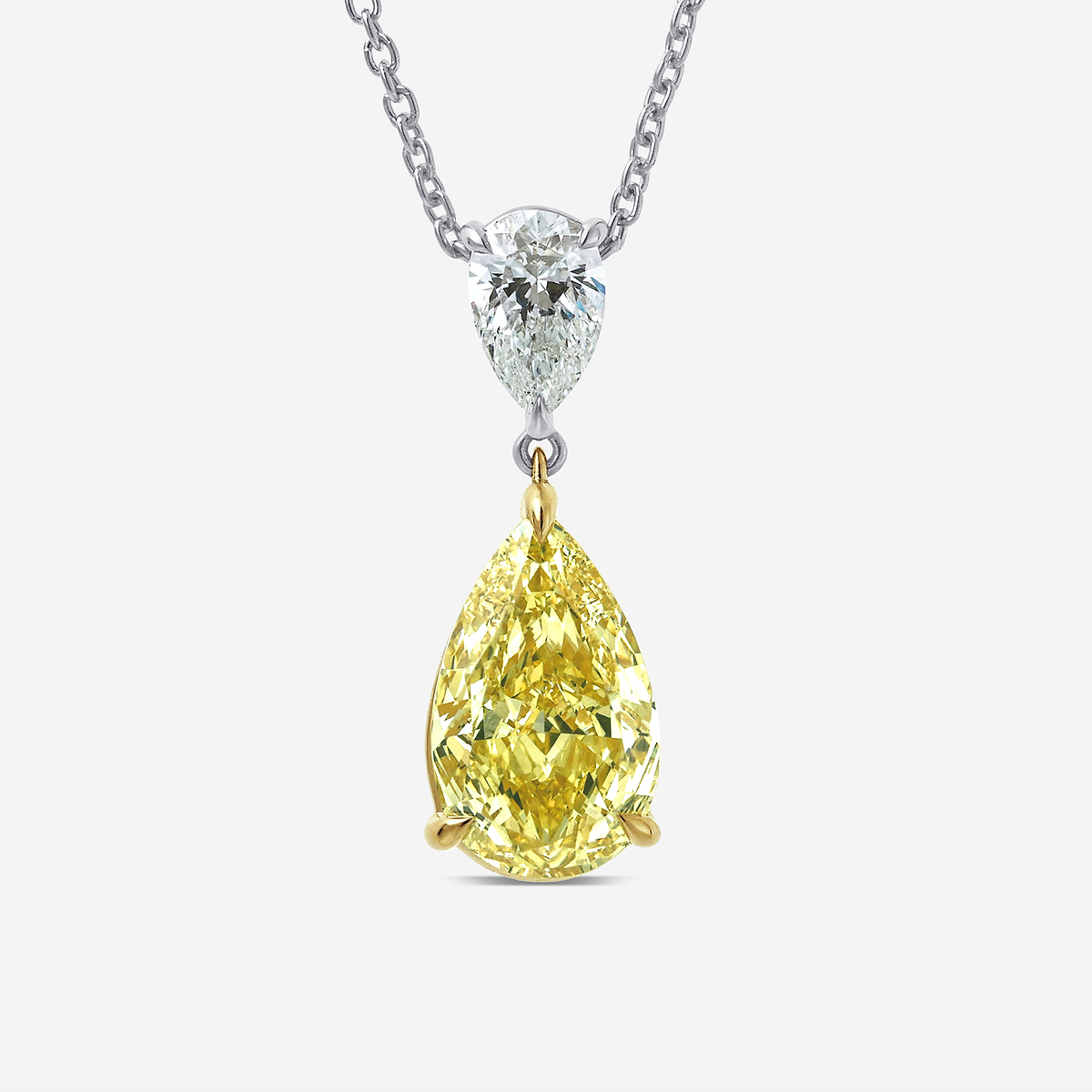 4 3/4 ctw Fancy Yellow Pear Lab Grown Diamond Two Stone Pendant