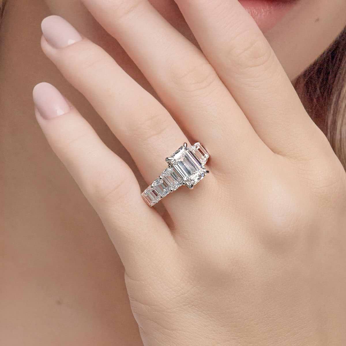 Badgley Mischka Near-Colorless 6 7/8 ctw Emerald Lab Grown Diamond Engagement Ring 18K White Gold, GH, VS2+