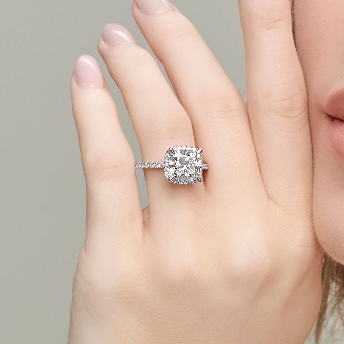 5 5/8 ctw Cushion Lab Grown Diamond Halo Engagement Ring