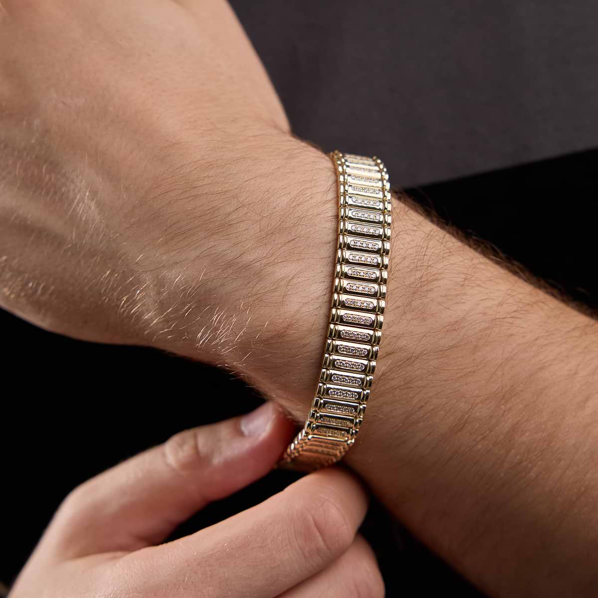 Additional Image 2 for  3 ctw Round Lab Grown Diamond Railroad Fashion Bracelet - 8.5 Inches