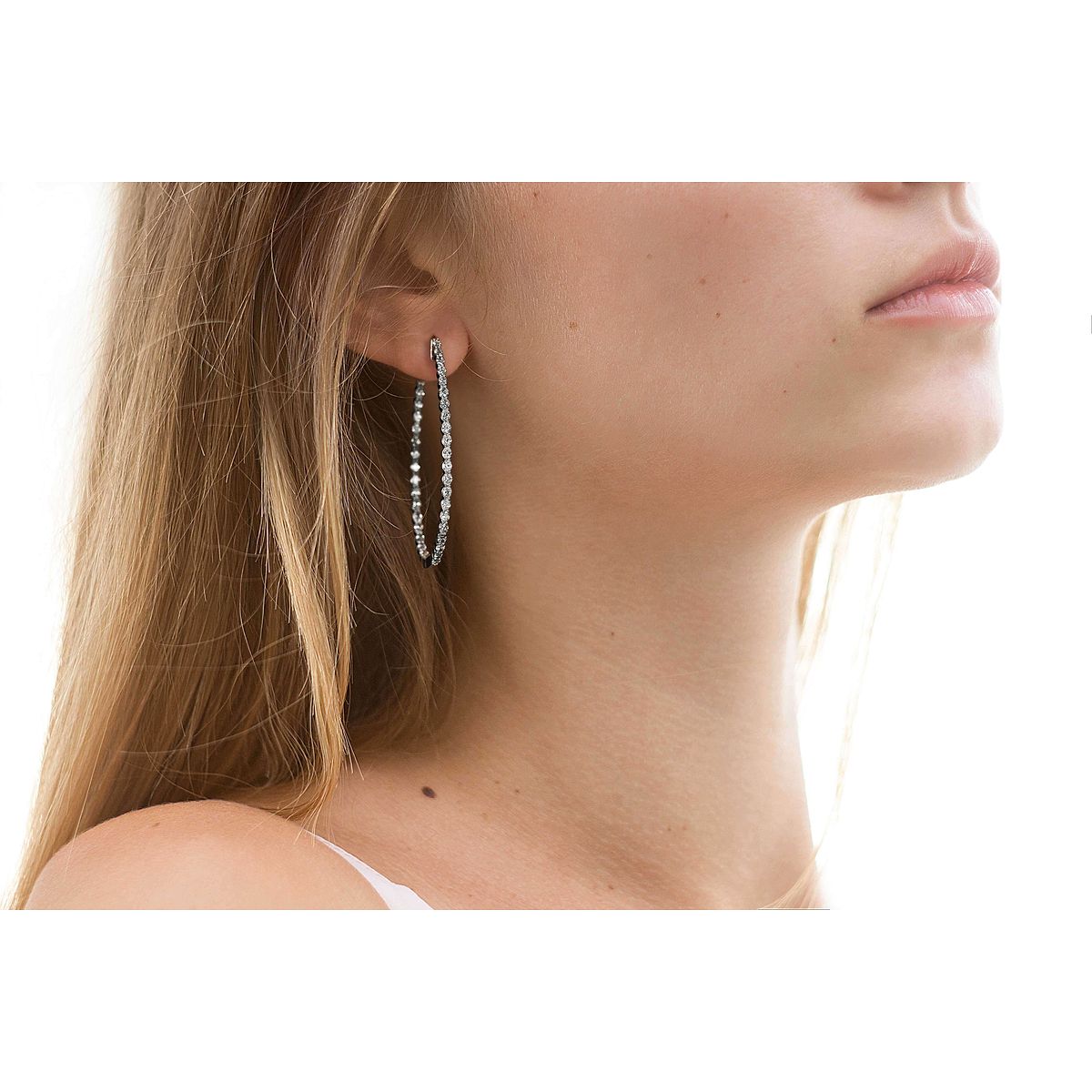 5 ctw Oval Lab Grown Diamond Inside Out Hoop Earrings 14K White Gold, F, VS2