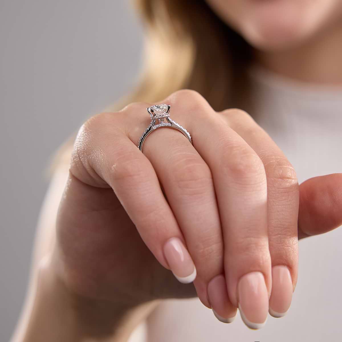 Additional Image 3 for  6 2/3 ctw Cushion Lab Grown Diamond Hidden Halo Engagement Ring