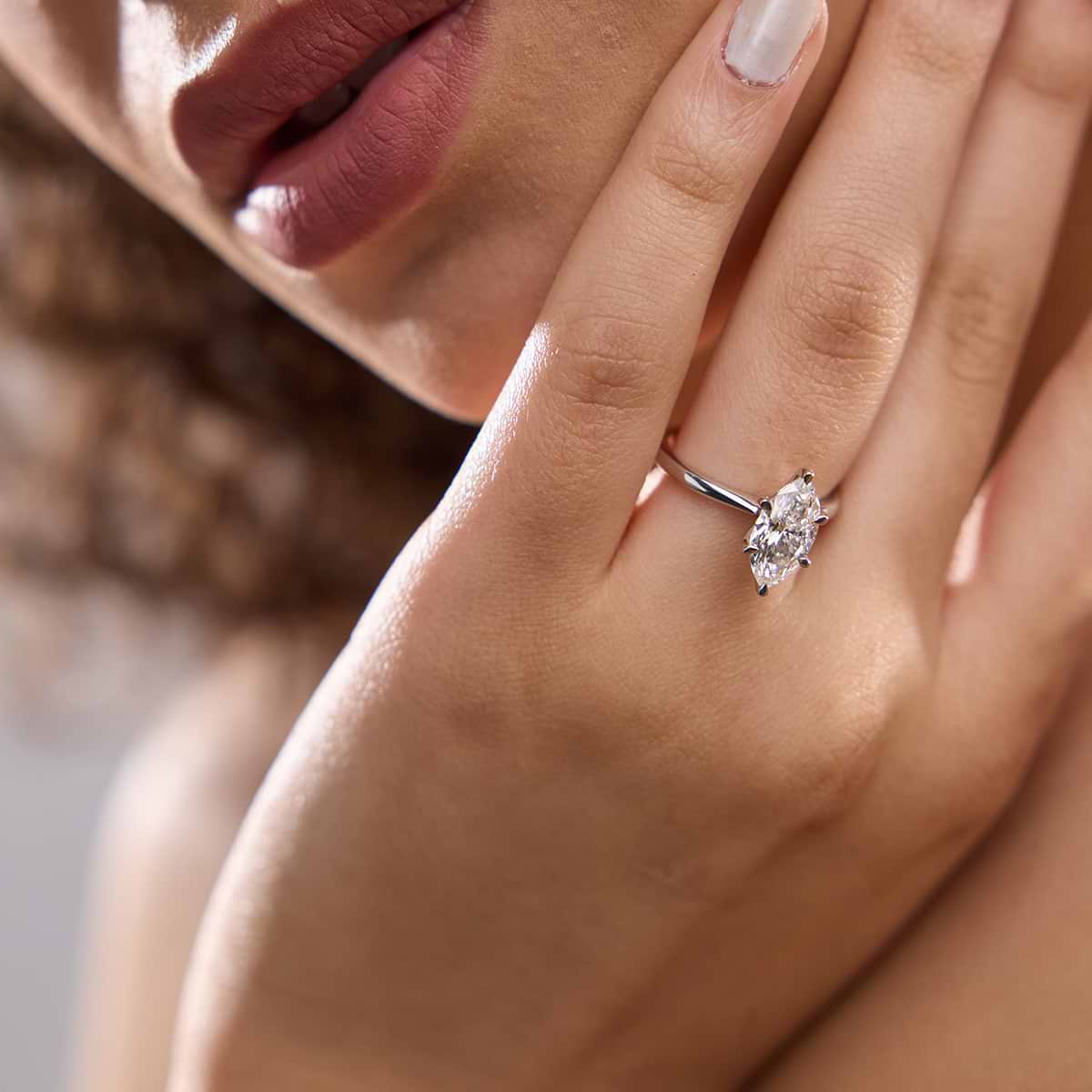 Additional Image 3 for  2 ctw Marquise Lab Grown Diamond Petite Solitaire Engagement Ring