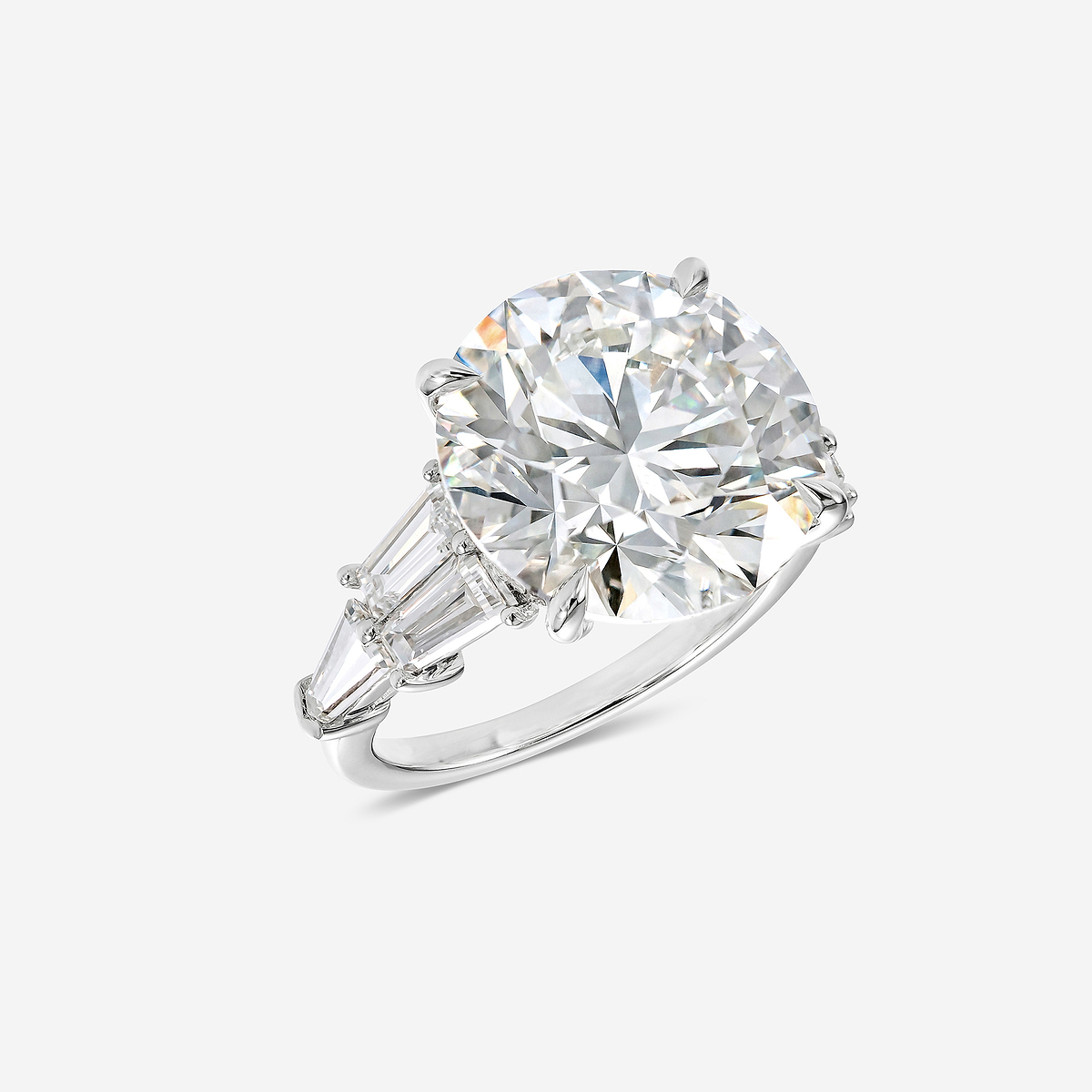 13 2/5 ctw Round Lab Grown Diamond Side Stone Engagement Ring 18K White Gold, EF, VS2+