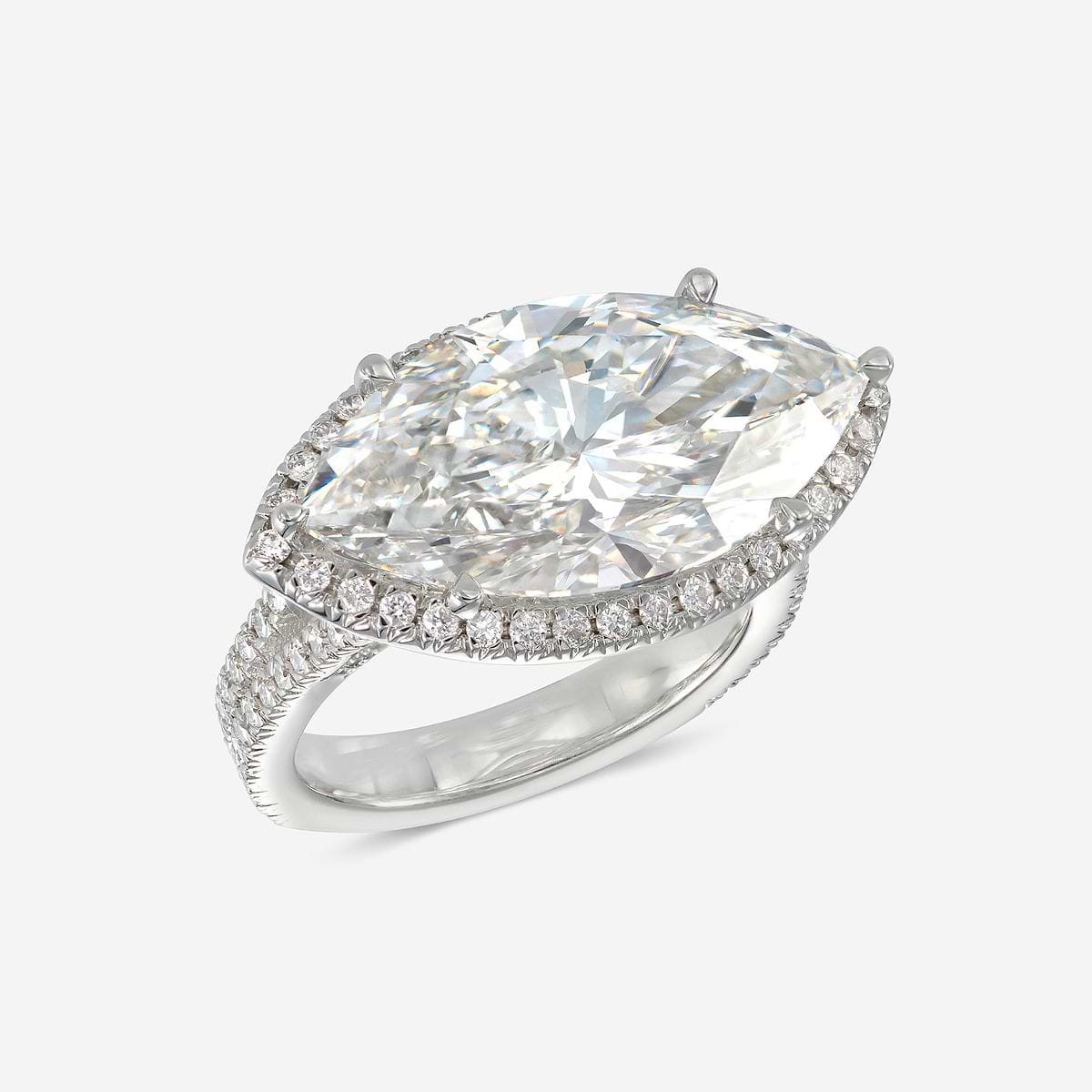 10 7/8 ctw Marquise Lab Grown Diamond East West Halo Engagement Ring