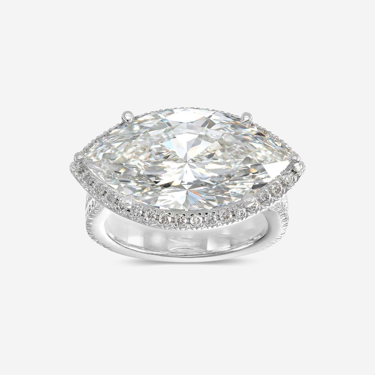 10 7/8 ctw Marquise Lab Grown Diamond East West Halo Engagement Ring