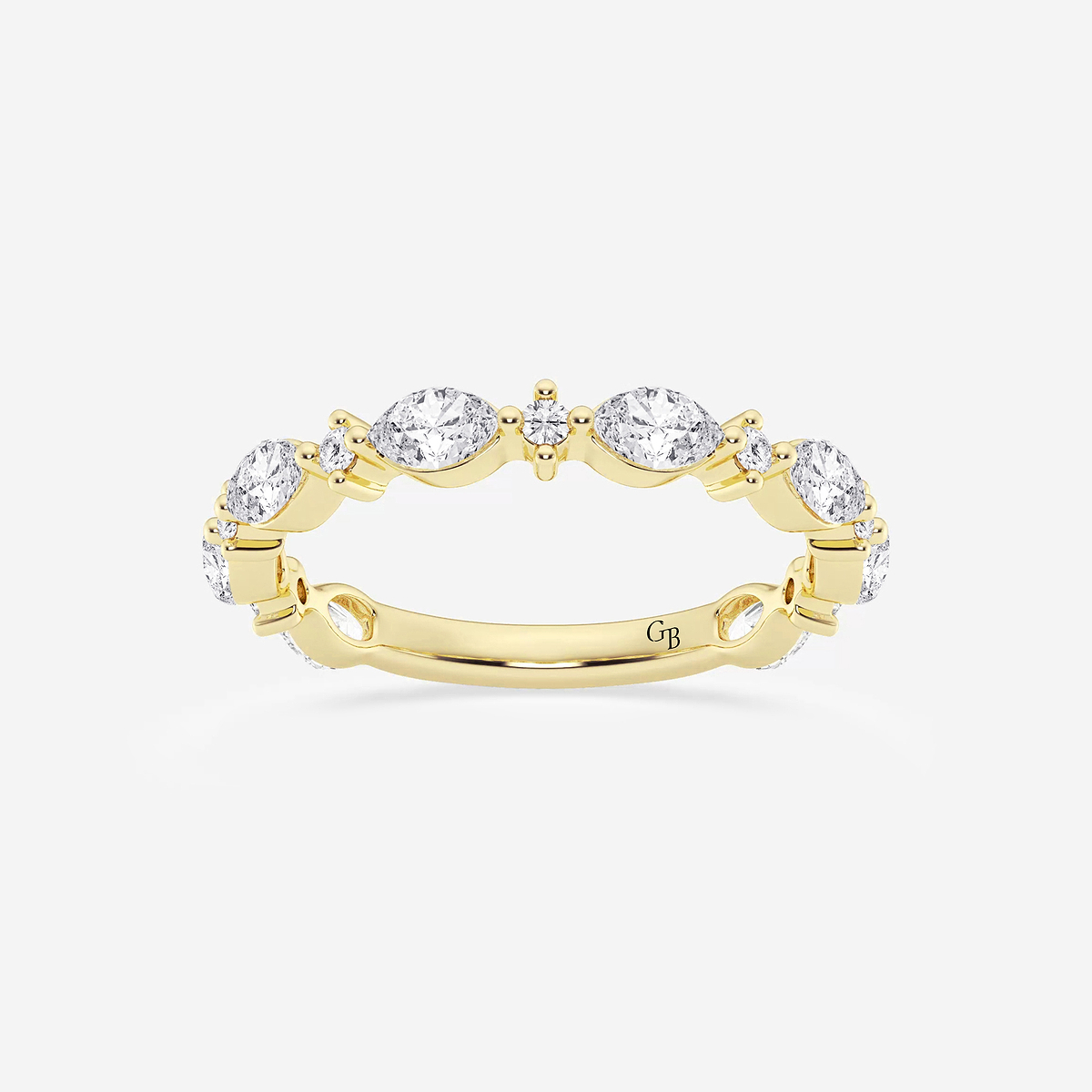 5/8 ctw Round and Marquise Lab Grown Diamond Alternating Wedding Band 14K Yellow Gold, F, VS2