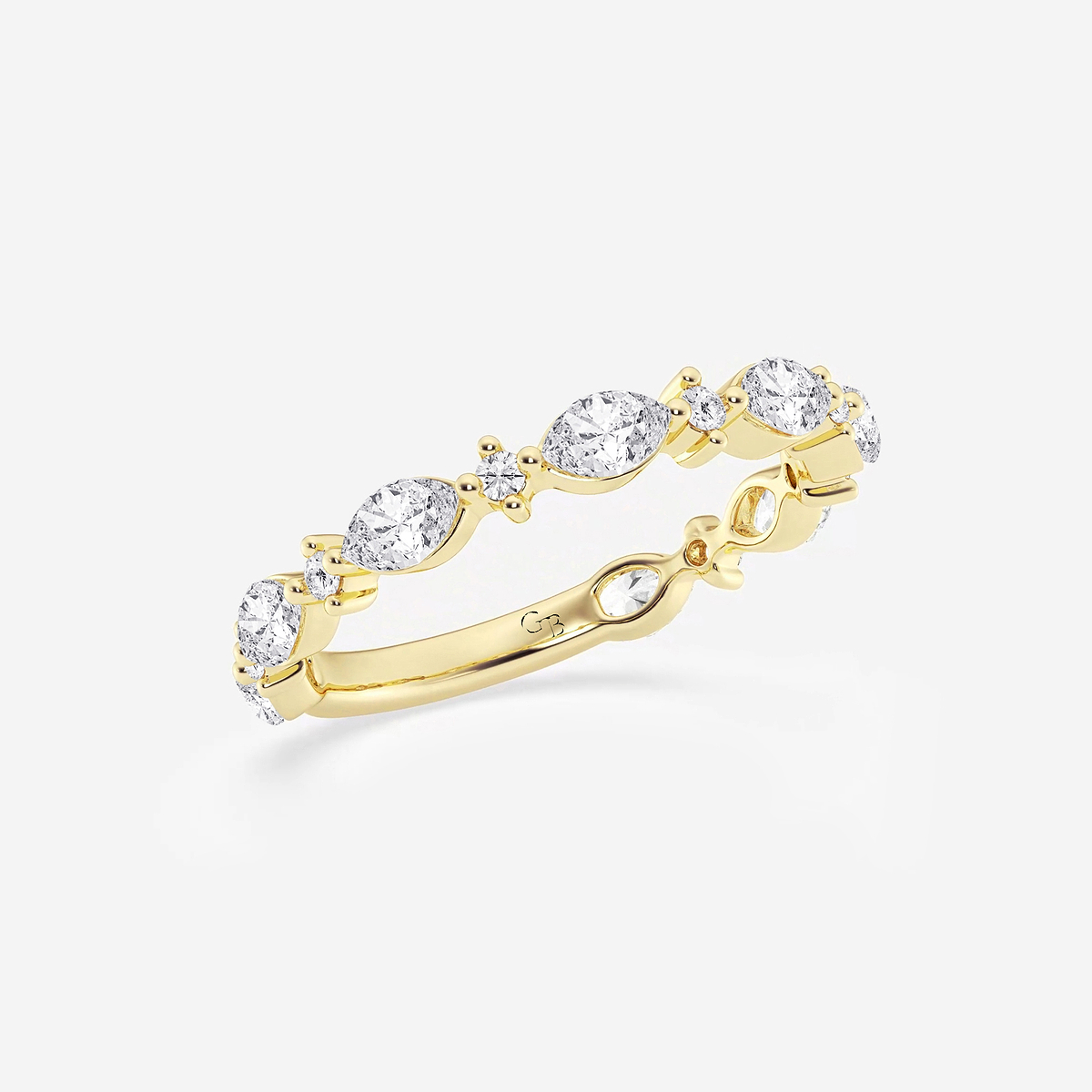 5/8 ctw Round and Marquise Lab Grown Diamond Alternating Wedding Band 14K Yellow Gold, F, VS2