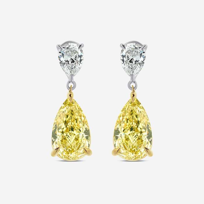 Fancy Yellow Pear Fashion Earrings