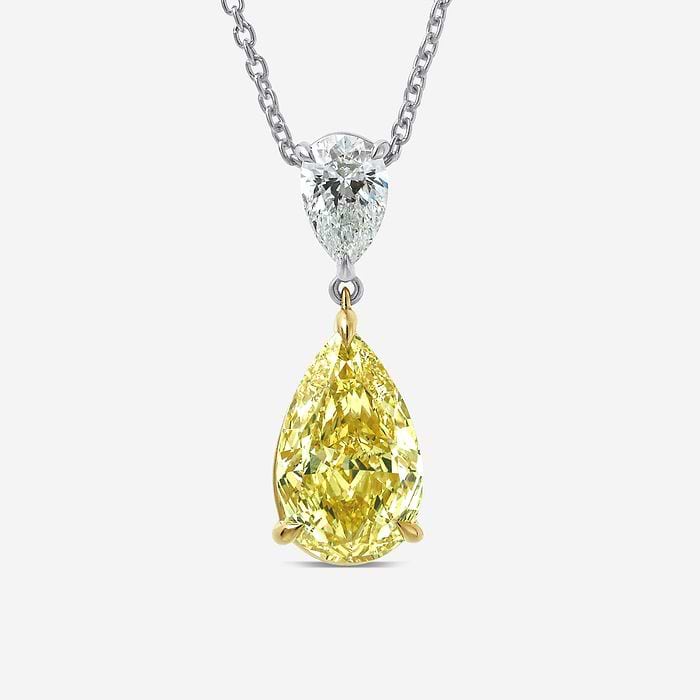 Fancy Yellow Pear Two Stone Pendant