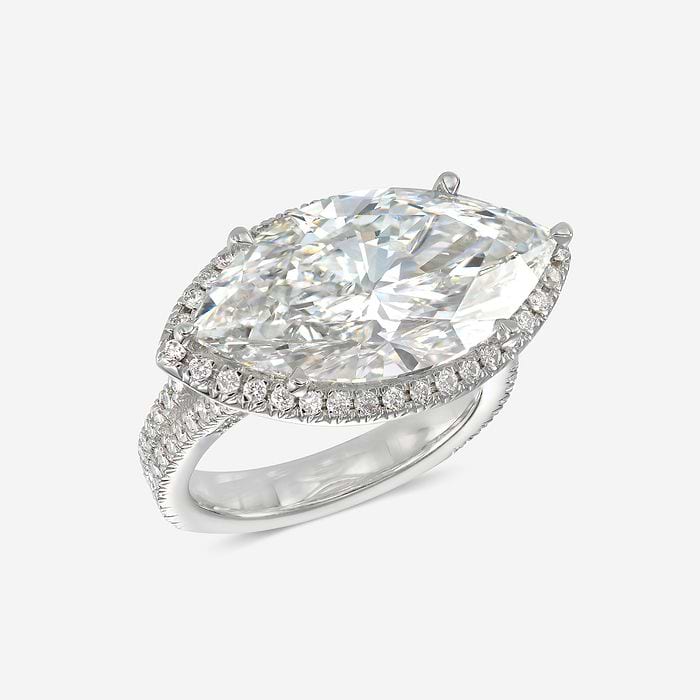 10 7/8 ctw Marquise Lab Grown Diamond East West Halo Engagement Ring